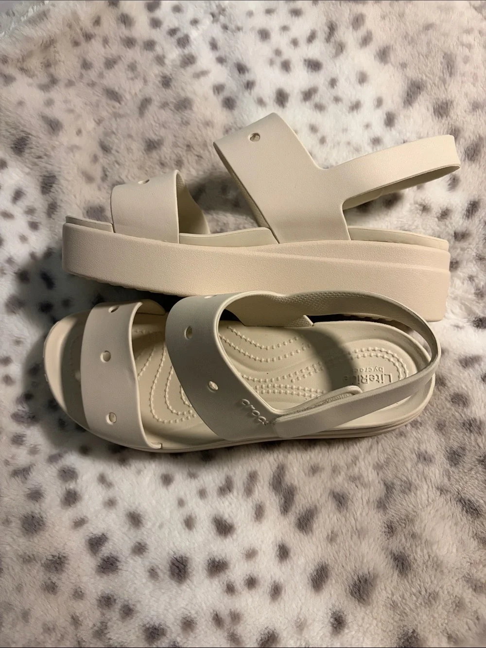 CROCS Cream Platform Slingback Sandals